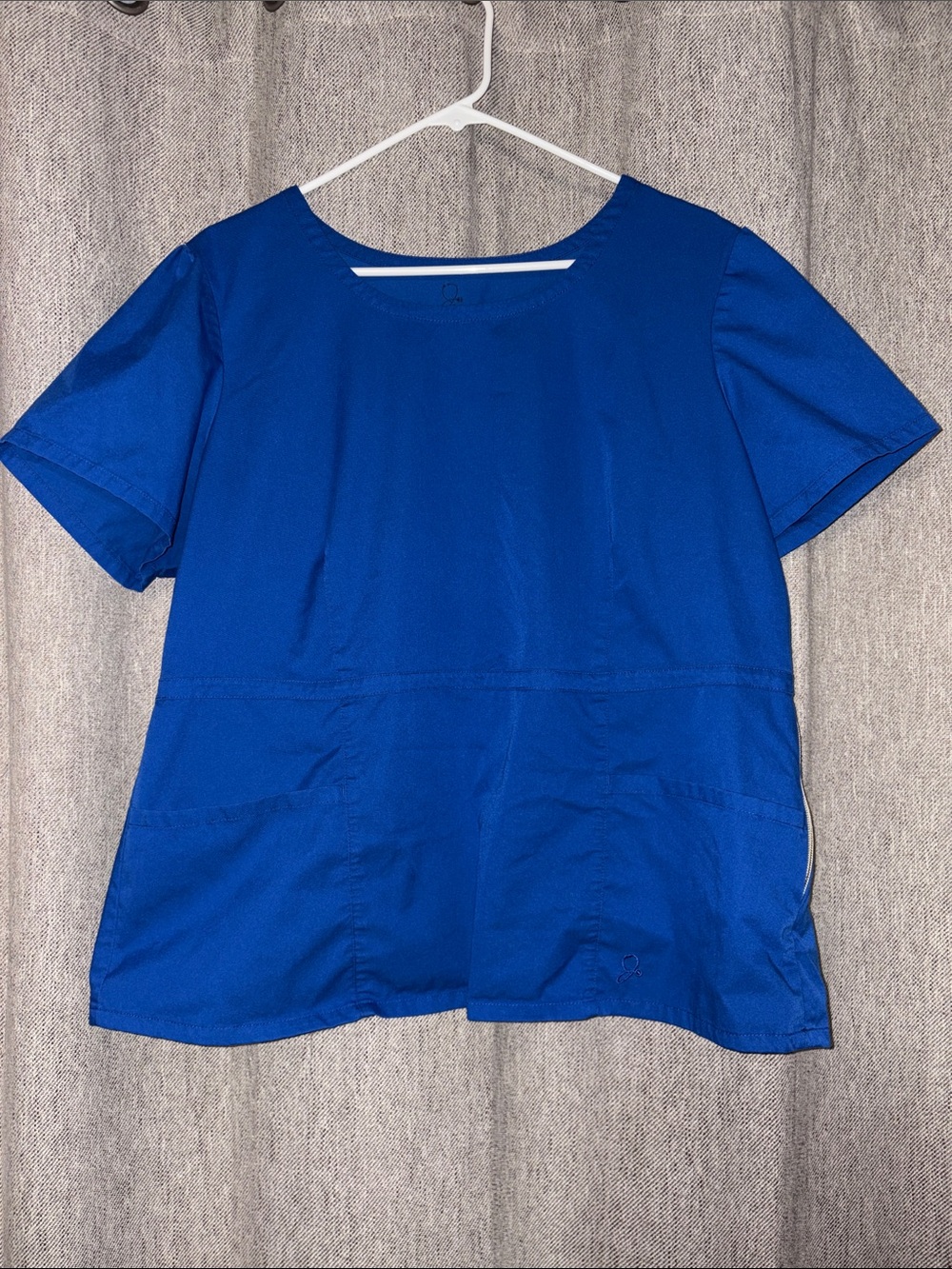 Jaanuu royal Blue Short-Sleeve Medical Peplum scrub Top Style J96057C